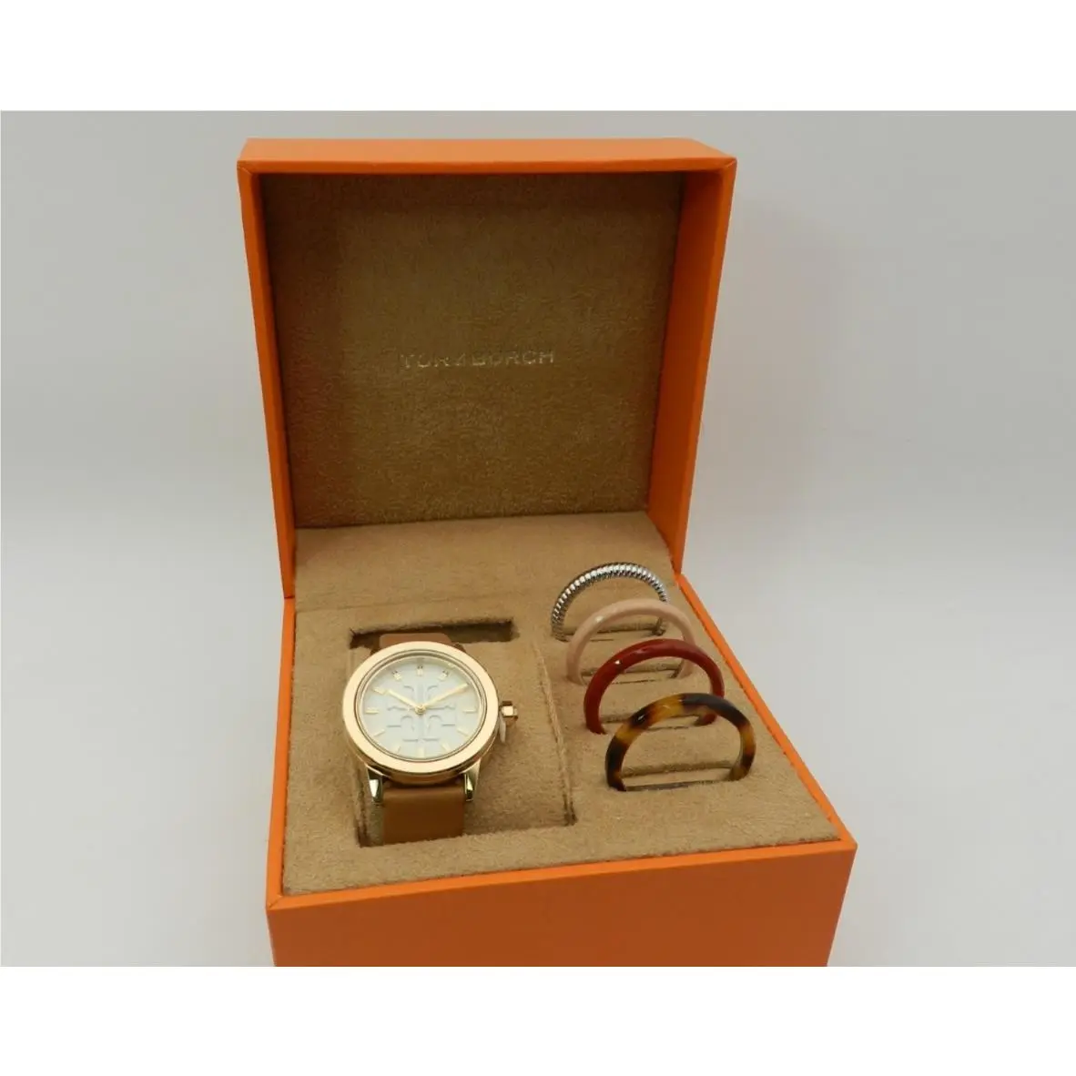 Women`s Gigi Luggage Leather Strap Watch 28mm Interchangeable Set by Tory Burch