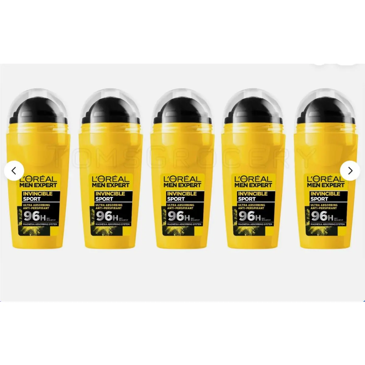 5Pk L`oréal Men Expert Invincible Sport Xxl 96H Roll-on Antiperspirant Deodorant by L'Oréal