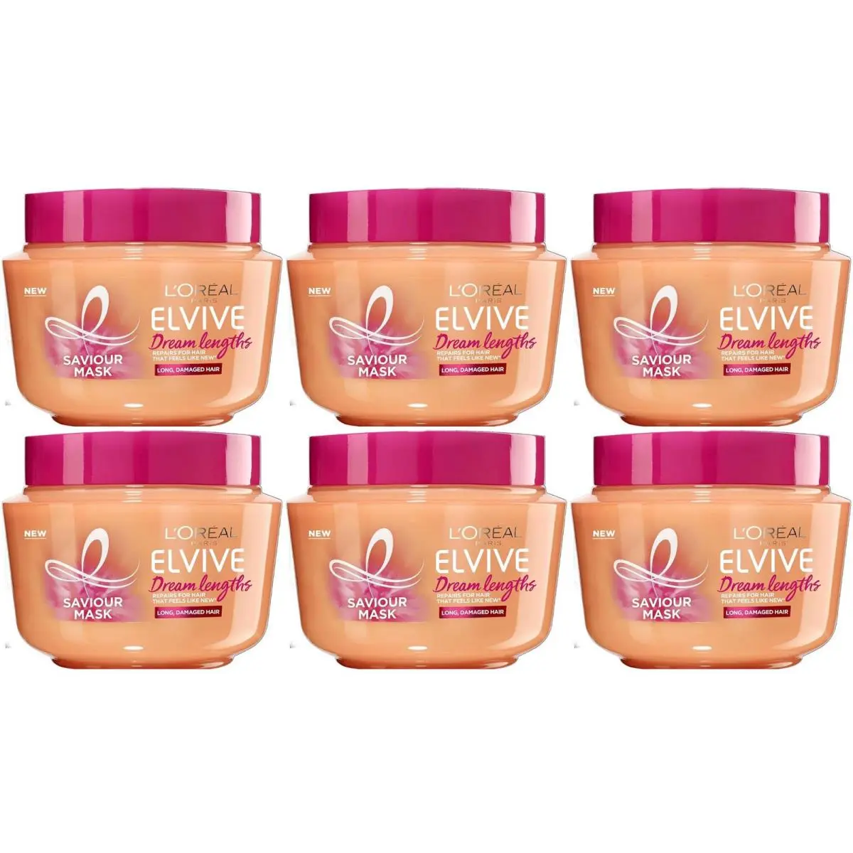 6-PACK Loreal Paris Elvive Dream Lengths Hair Mask Strengthening Treatment by L'Oréal