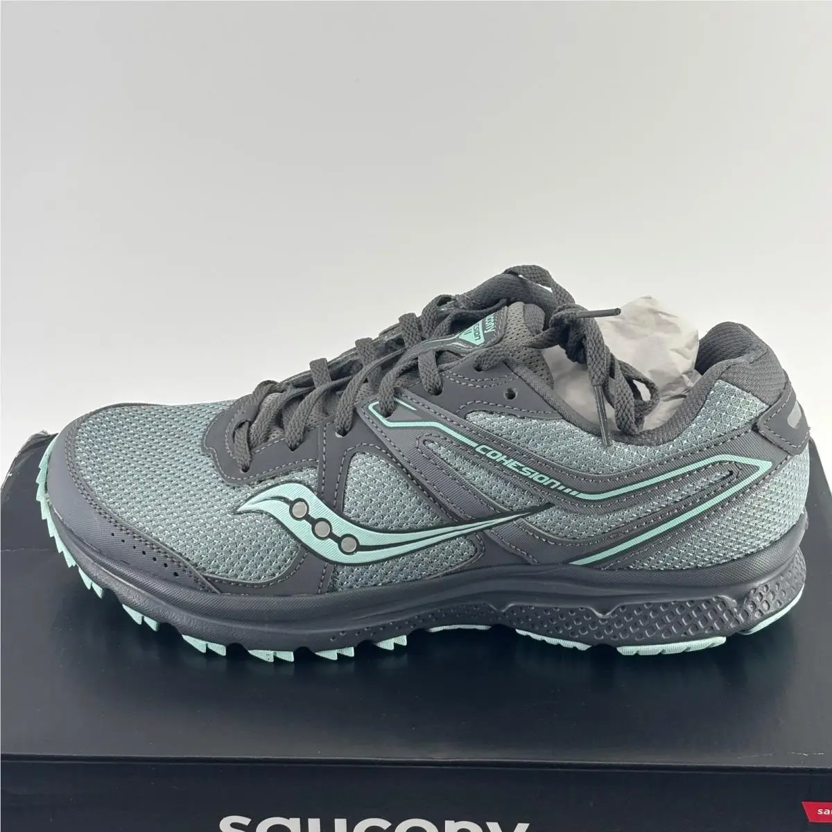 Saucony Grid Cohesion TR11 Women 10 Grey Mint Trail Running Shoes S10427-1