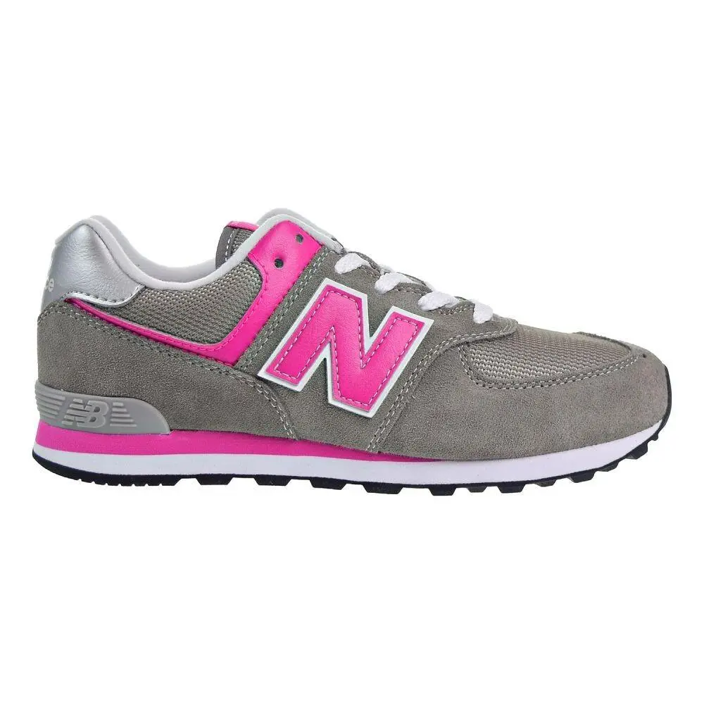 New Balance 574 Core Big Kid`s Shoes Grey/pink gc574-gp - Grey/Pink