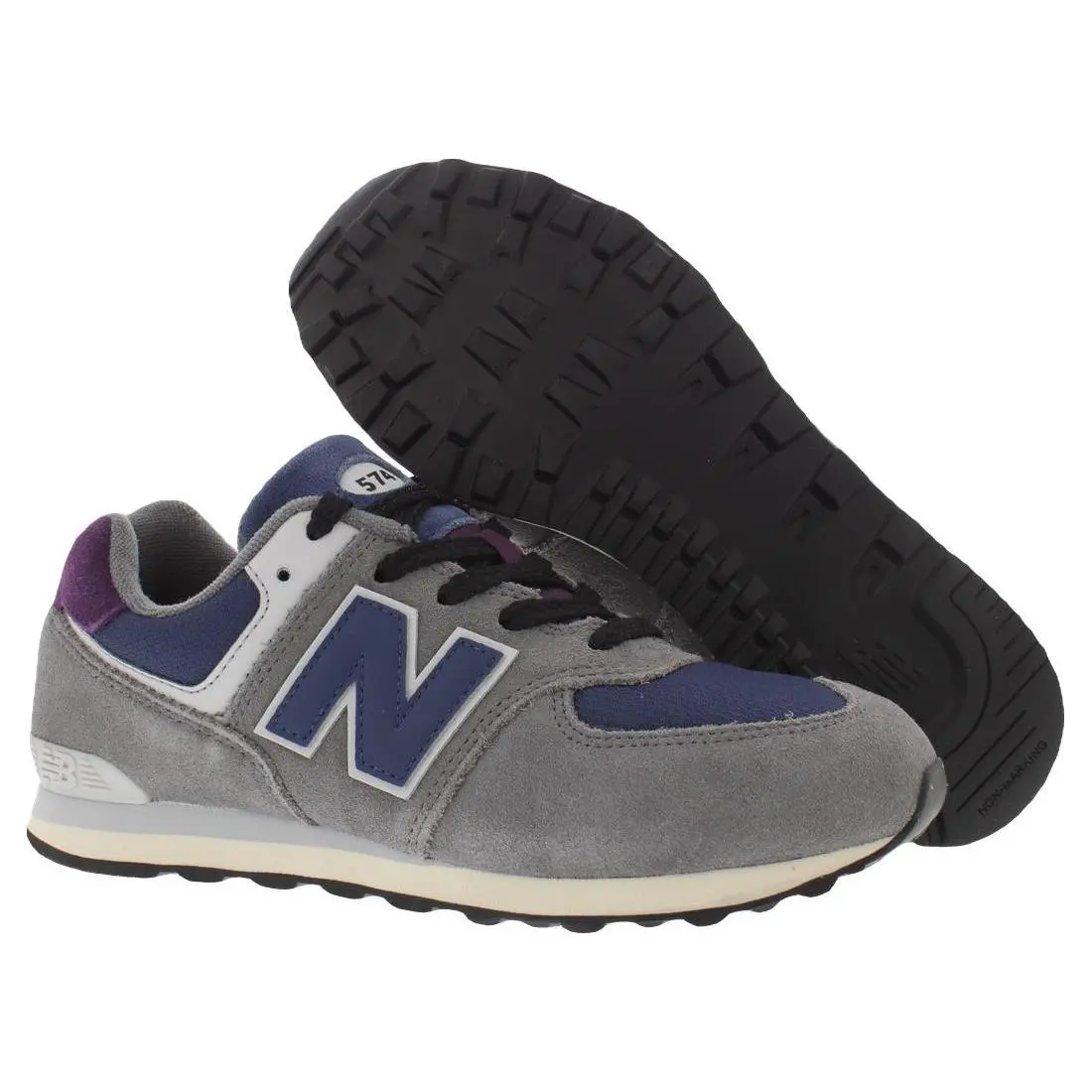 New Balance 574 V1 GS Boys Shoes Size 4.5 Color: Grey/blue
