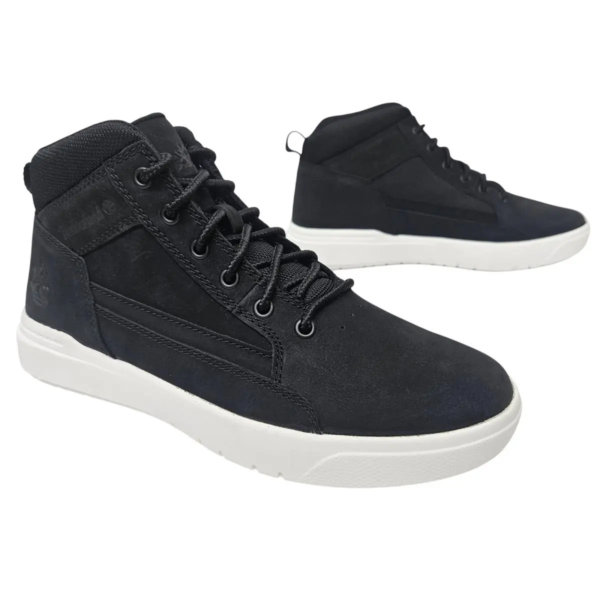 Timberland Allston Mid Lace Sneaker Boot Black Nubuck Leather Men`s 0A69V5-W05