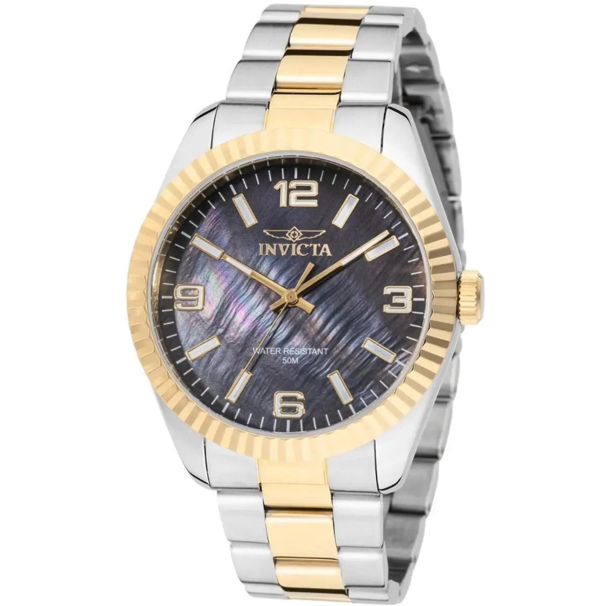 Specialty 50089 Black Dial Quartz Gold Tone Stainless Steel Watch by Invicta