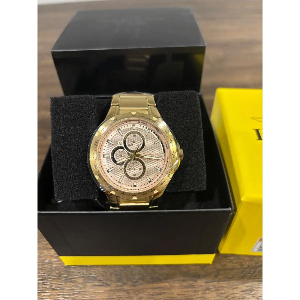 Invicta Aviator 50105 Mens Gold Chronograph 44mm Watch 100M Water Resistant