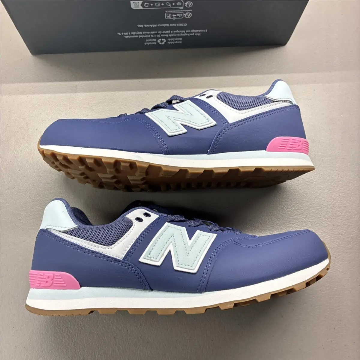 New Balance 574 Unisex Kids Sneakers Blue Pink White US 6.5 M GC574NJ