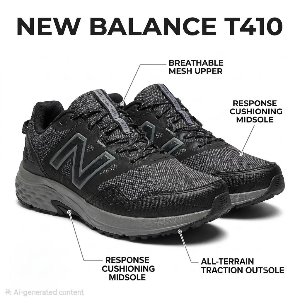 New Balance 410v8 Trail Running Shoes Mens 9.5 4E Extra Wide Black MT410LB8