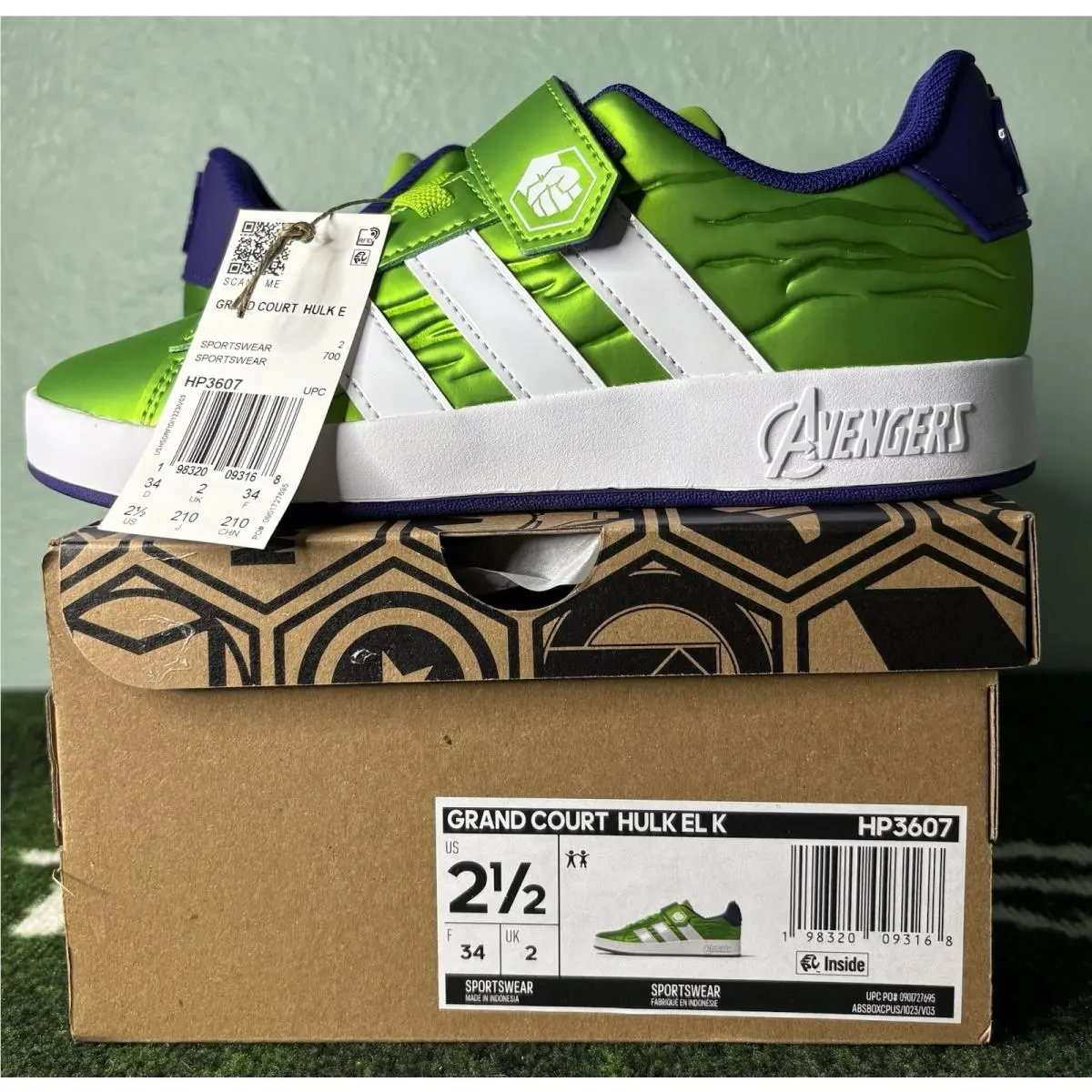 US Youth 2.5 - Marvel x Adidas Grand Court GS “avengers - Hulk” HP3607