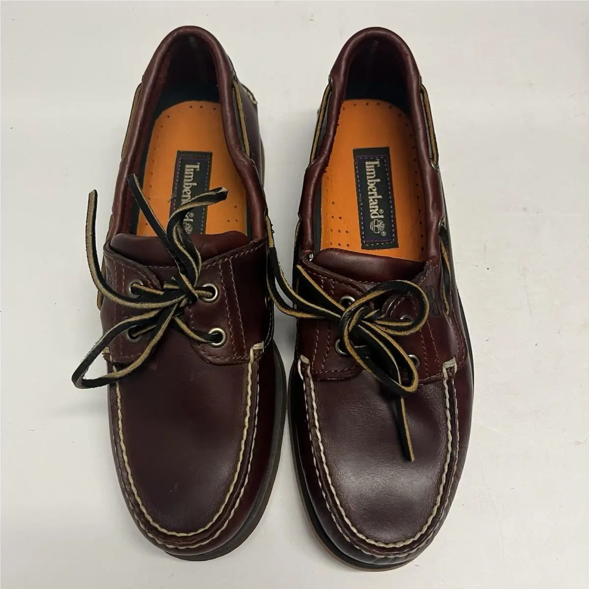 Timberland Men Classic 2 Eye Root Beer Shoe Brown Full Grain Boat Shoe SZ 8 M