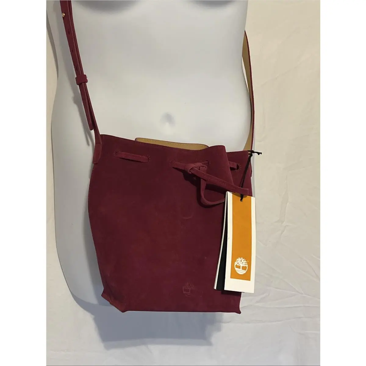 Timberland Beet Red Tuckerman Suede Leather Bucket Bag Sales Sample Purse