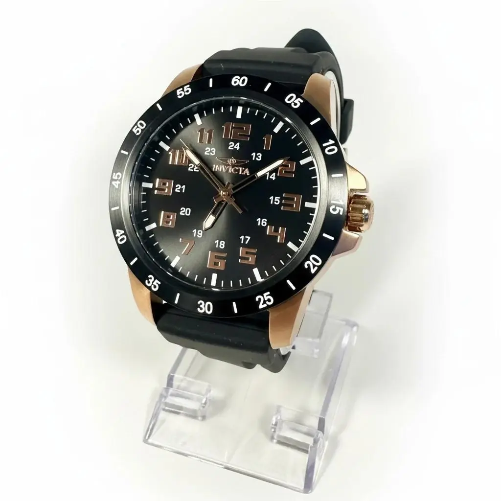40000a Mens Pro Diver 45mm Rose Gold Stainless Steel Black Dial Silicone Watch by Invicta