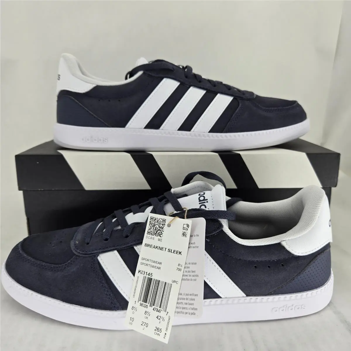 Adidas Breaknet Sleek Womens 10 Legend Ink Navy Blue White Sneakers KI3145