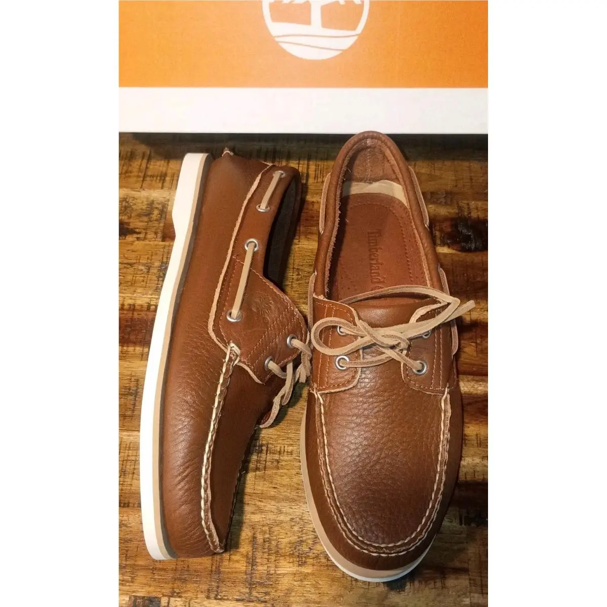 Mens Timberland Classic Boat Shoe Prem Handsewn Rust Leather Boat Shoe Sz 10.5