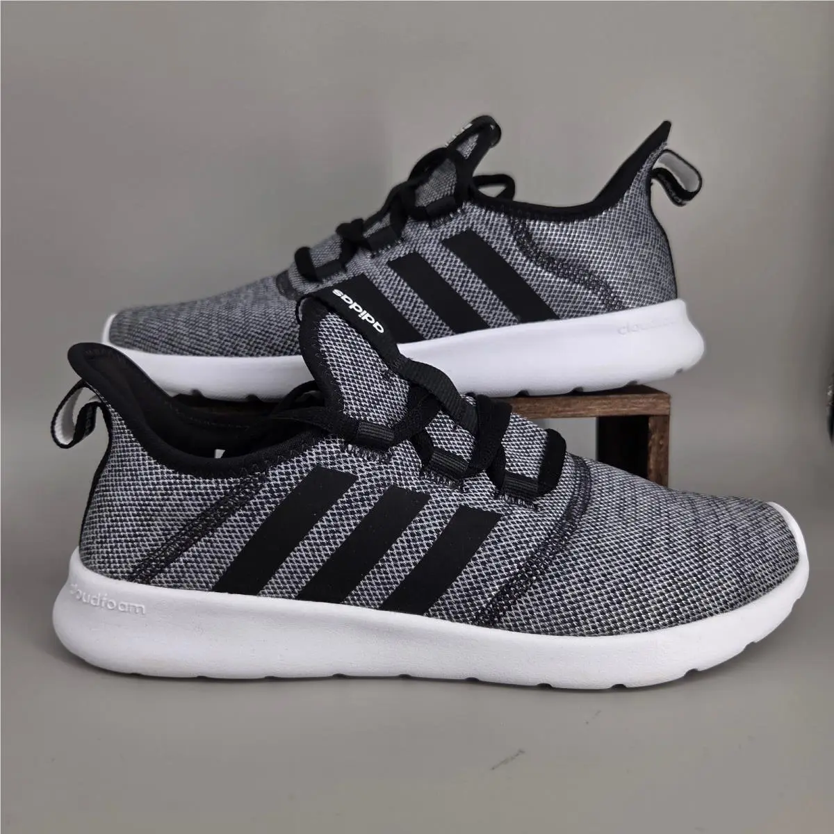 Adidas Cloudfoam Pure 2.0 Running Shoes Womens 8.5 Black White Knit H04755