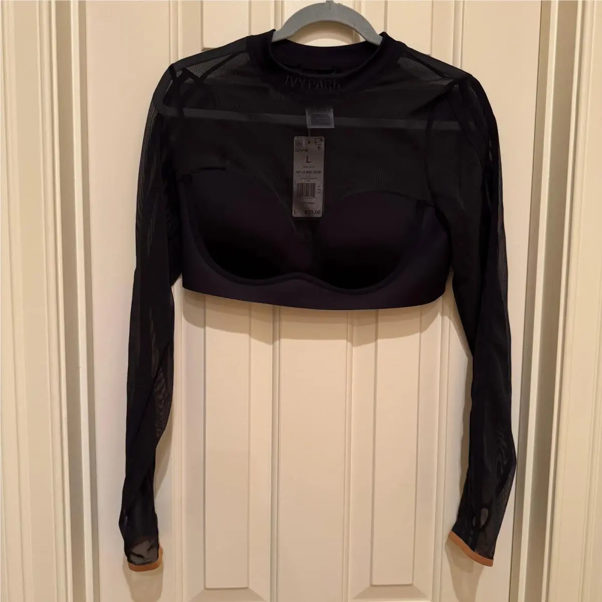 Adidas Ivy Park Crop Top Women Large Black Mesh Long Sleeve Bra GP4746