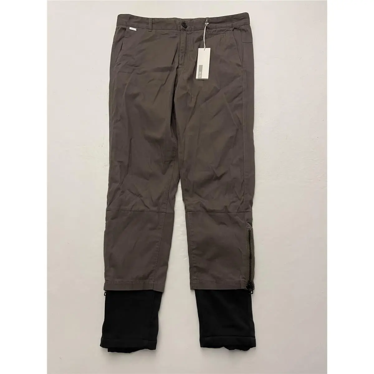 Deadstock Adidas Slvr LG 34 x 30 Taupe Slim Pant Double Zip Thermal Ankle
