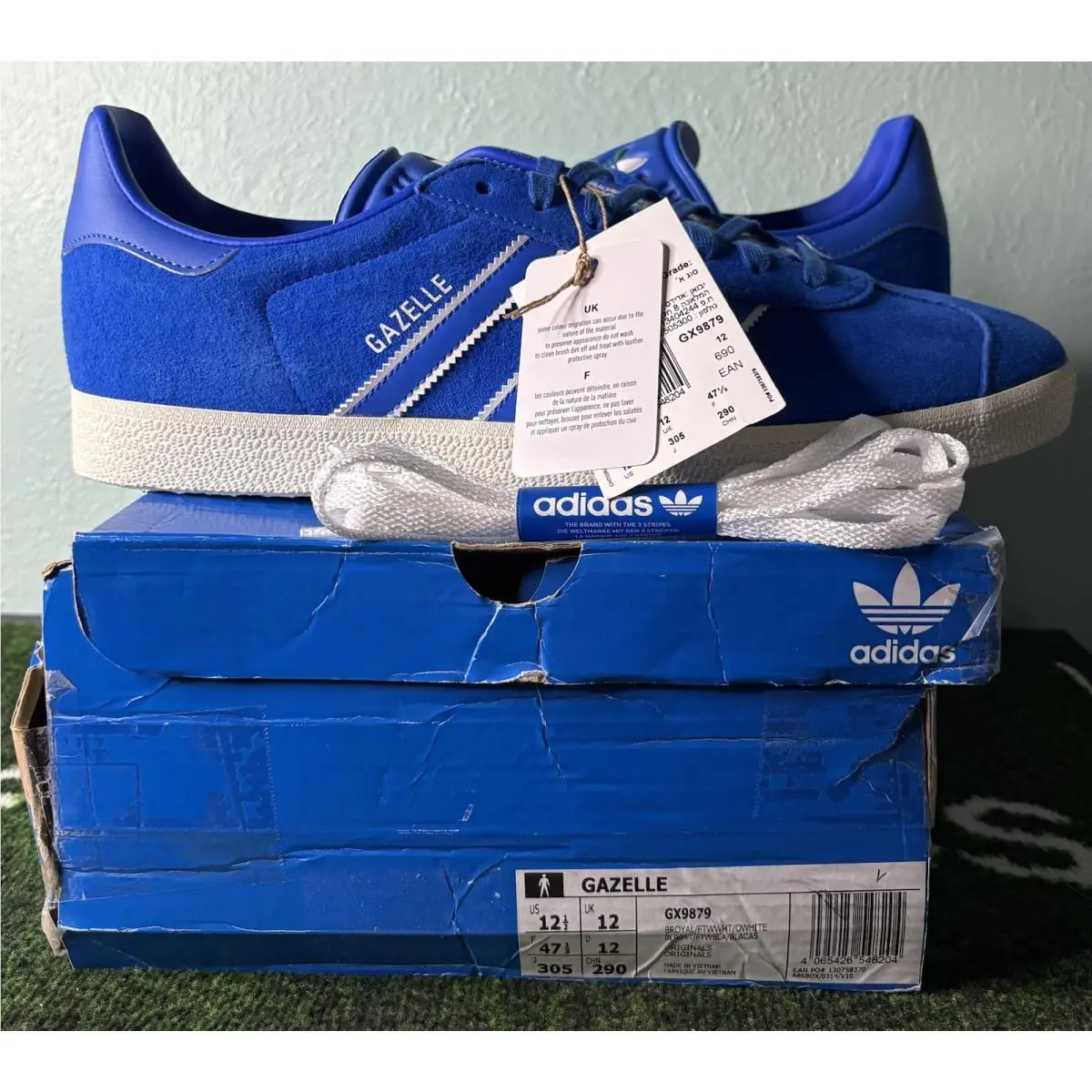 US Men’s 12.5 - Adidas Originals Gazelle “bright Royal White” GX9879