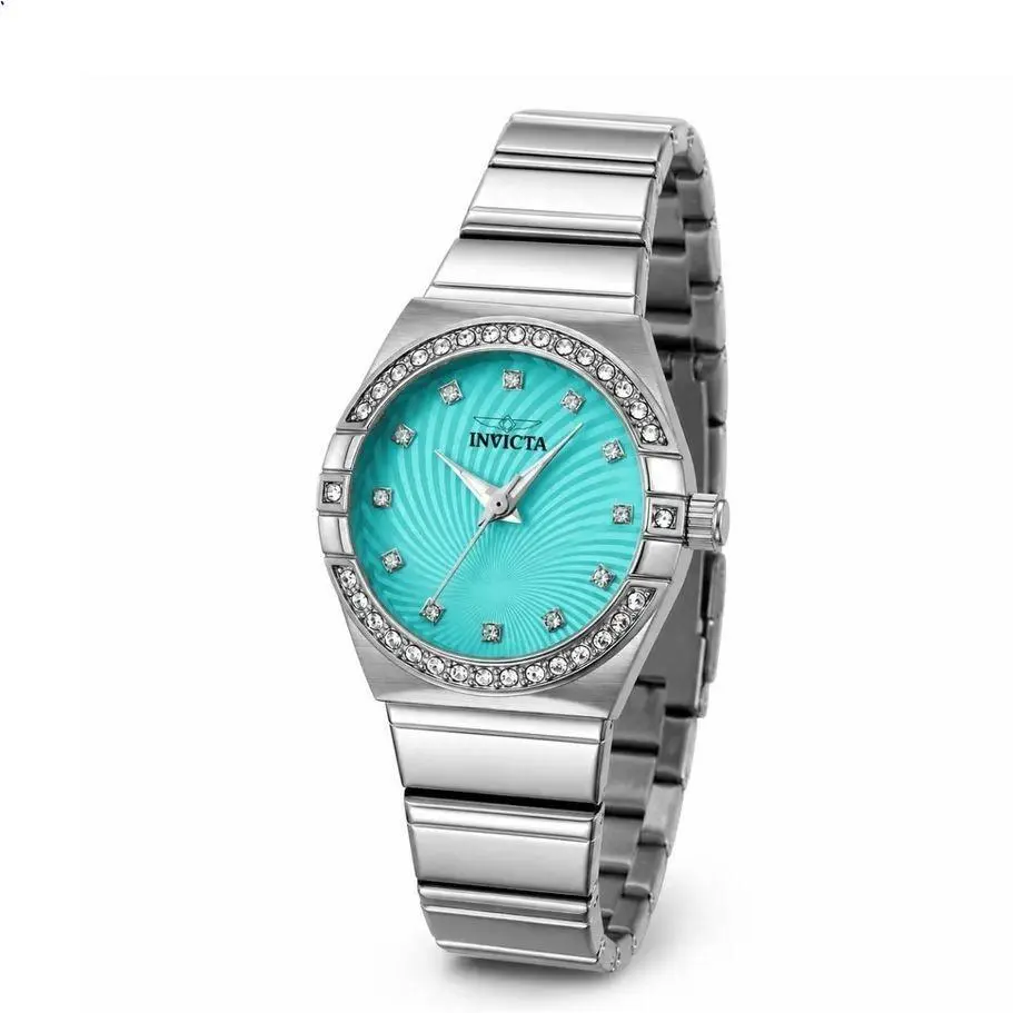Invicta Angel Glintia Women`s Watch - 27.8mm Silver 70263 Aqua Dial Crystals