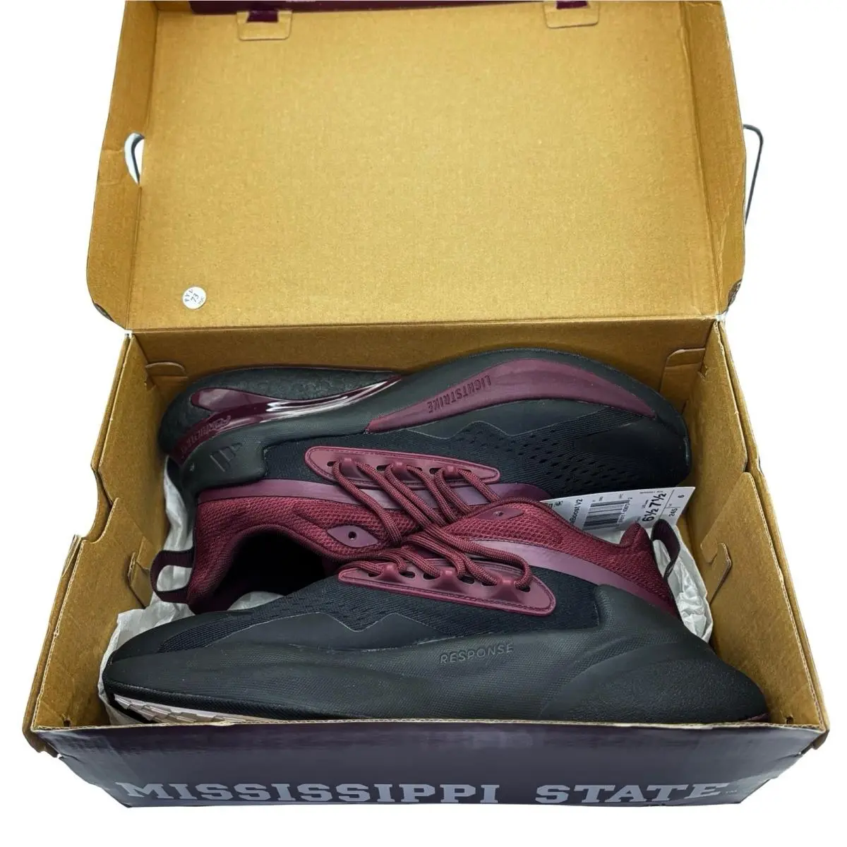 Adidas Alphaboost V2 Running Shoes Black Maroon Mens 6.5 Mississippi State - Black