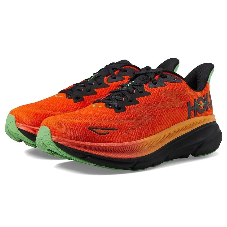 Hoka D5044 Mens Flame Clifton 9 Lace-up Running Shoes Size 7D