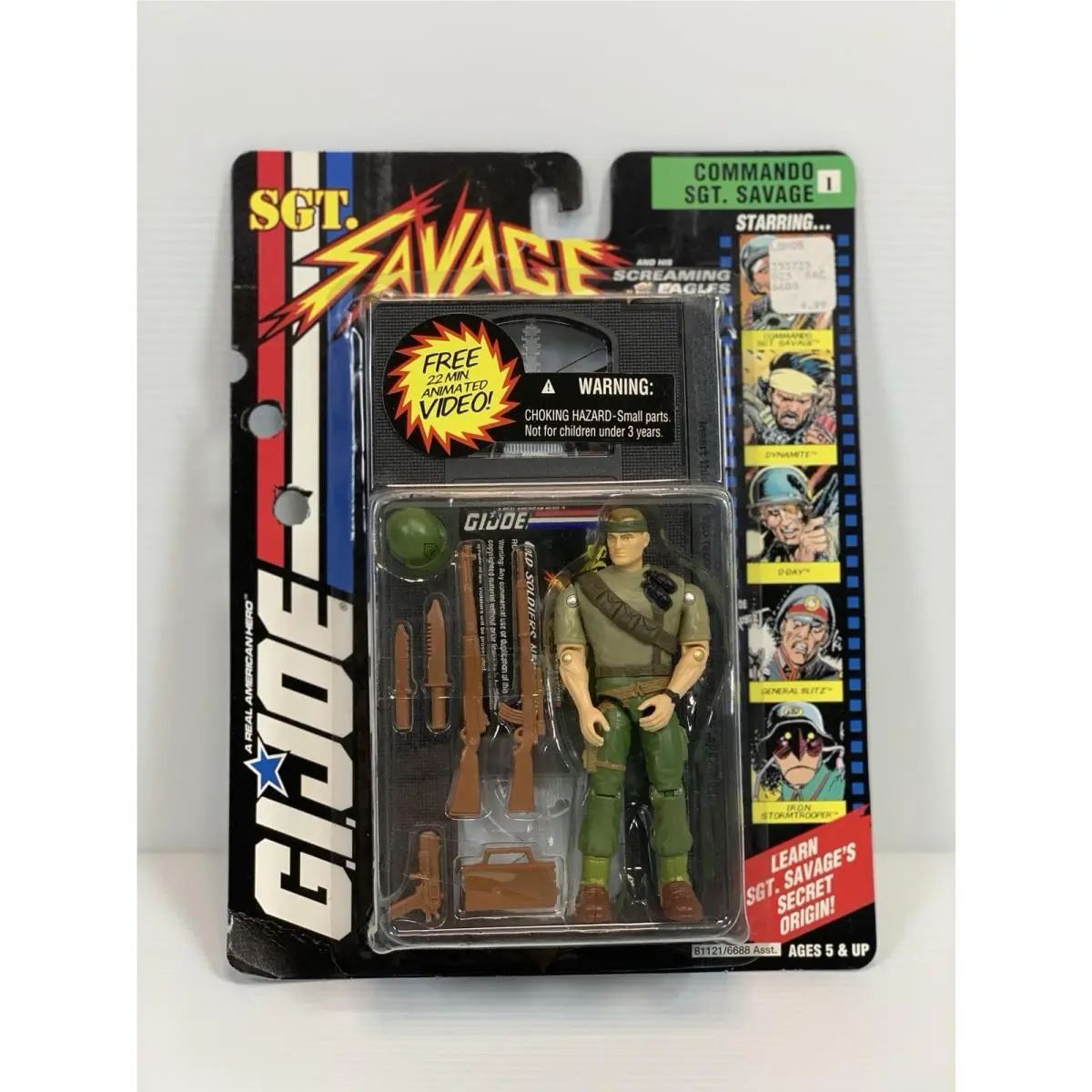 1994 Hasbro GI Joe Commando Sgt. Savage Figure - W/ Vhs Video