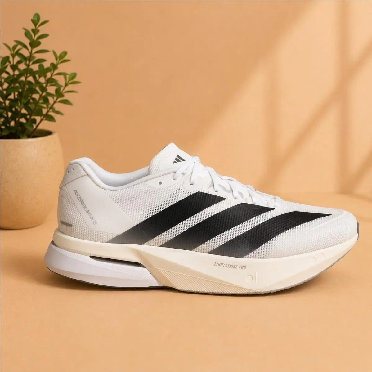 Adidas Adizero Boston 13 Men`s Running Shoes White/black/grey Size 9