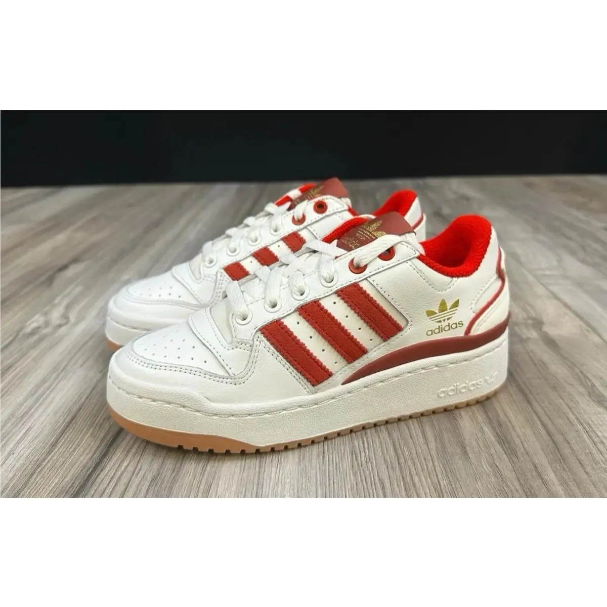 Adidas Forum Bold Stripes White Scarlet JI0063 Womens Size 5 Platform Retro