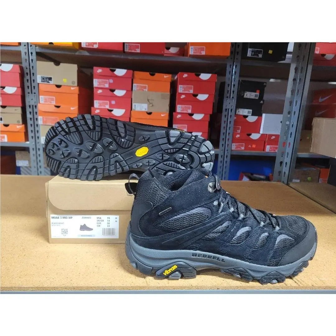 Merrell Moab 3 Mid WP Men Shoes J500665 Black Knight Size 15