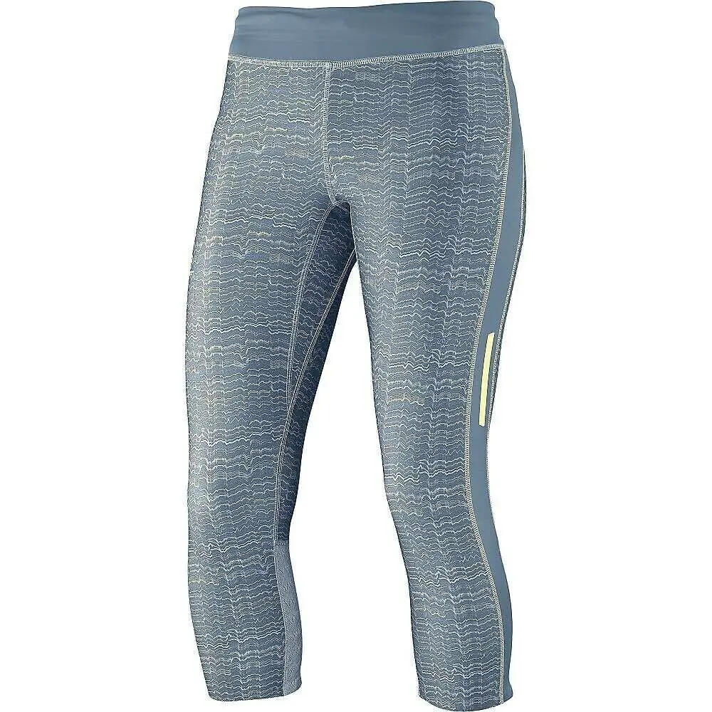 Salomon 241981 Womens Cropped Activewear Leggings Blue/gecko Green Size X-large