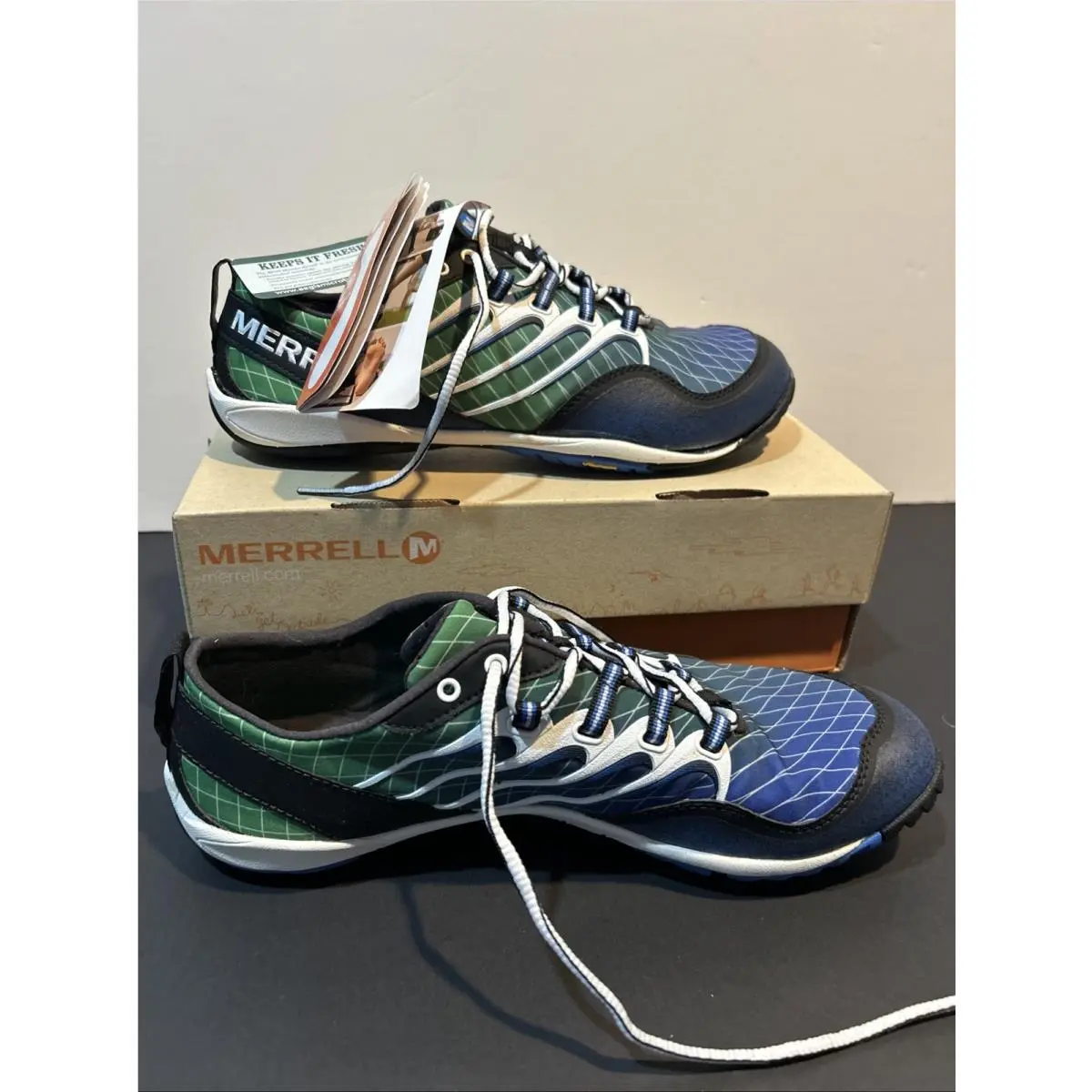 Merrell Sonic Glove Men’s 9.5 Green / Blue Barefoot Minimal Trail Shoes