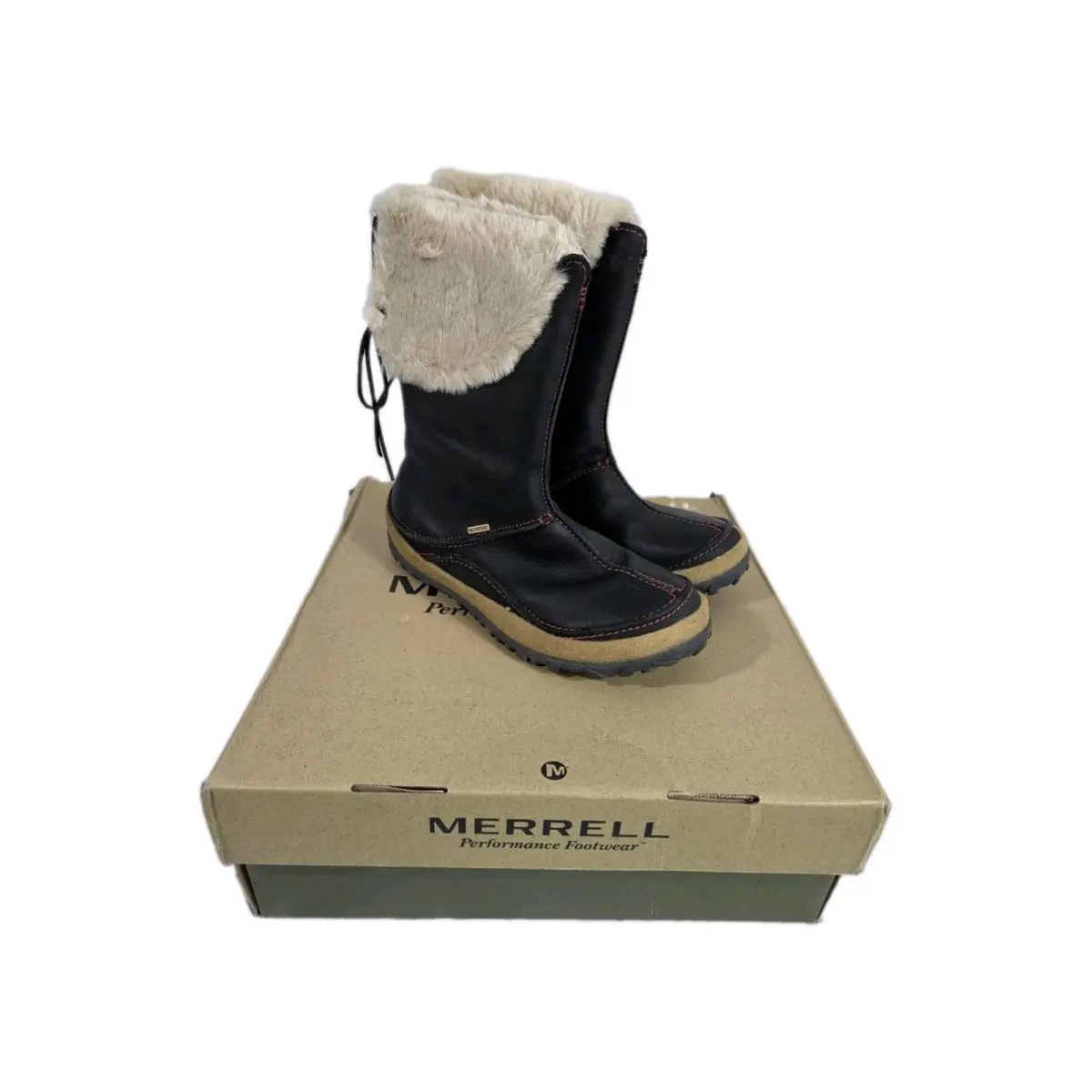 Merrell Womens 8.5 Oslo Tall Zip Polar Boots Winter Black Leather Fur