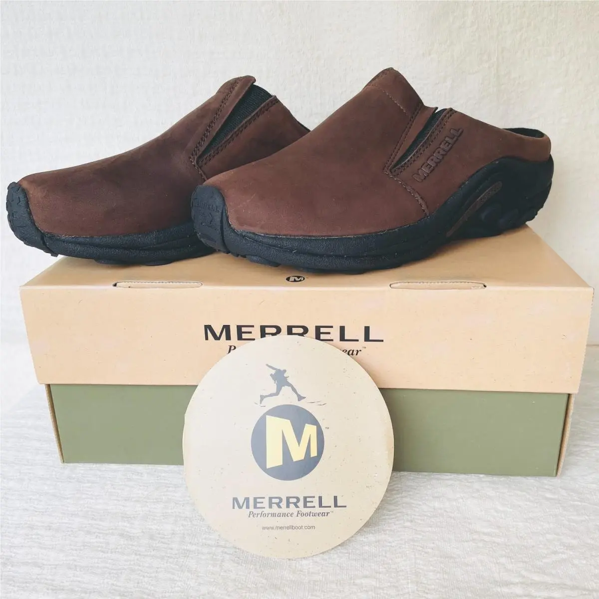 Merrell Women`s Jungle Slide Moc Brown Suede Leather Slip On Shoes Size 8