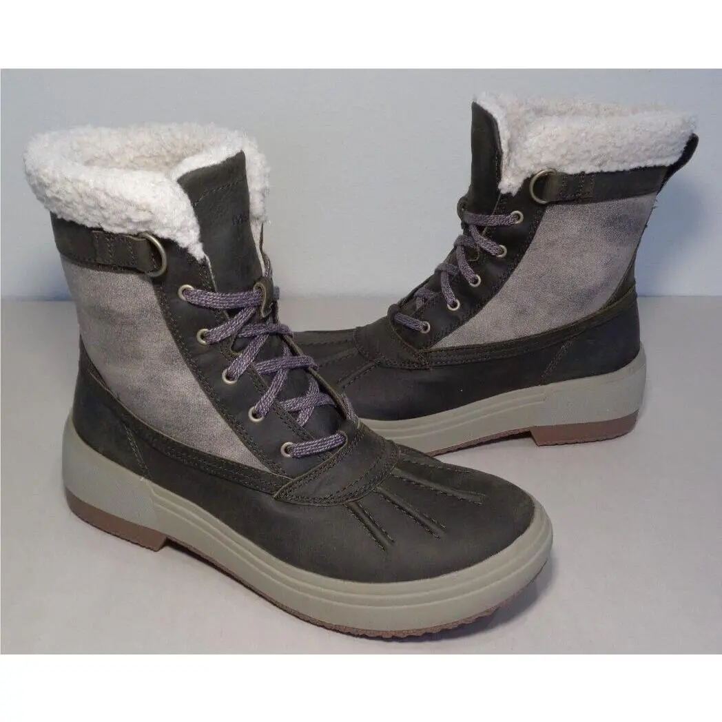 Merrell Size 9 M Haven Mid Lace Polar Olive Leather Boots Women`s Shoes