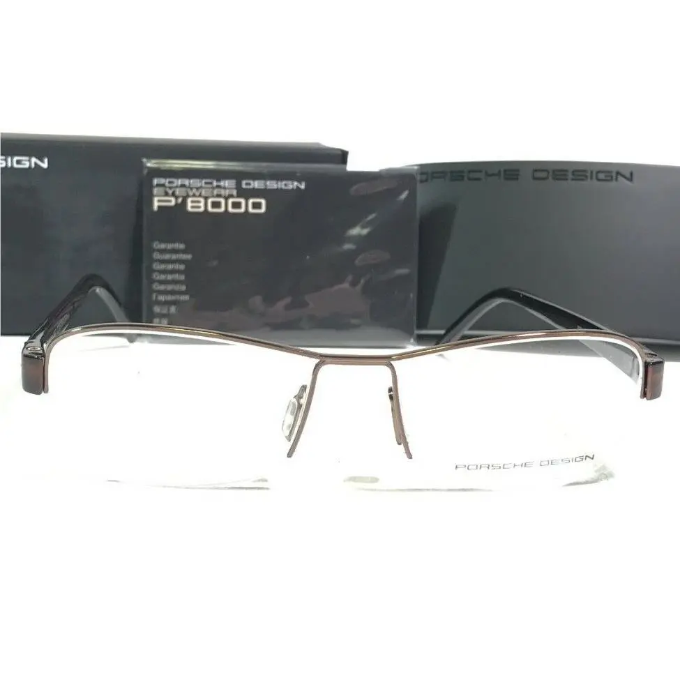 Porsche Design Eyeglasses Frames P8211 A Brown Gray Half Wire Rim 52-17-140