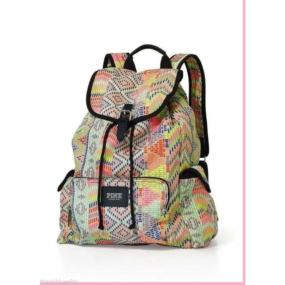 Victoria’s Secret Pink Canvas Backpack School Travel Bag Tote Great Gift Rare