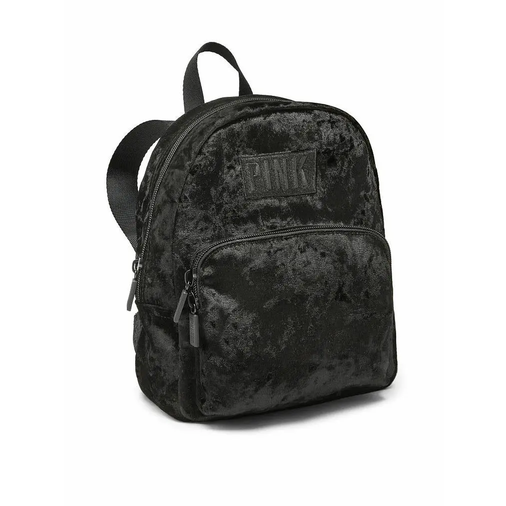 Victoria’s Secret Pink Luxe Velvet Mini Backpack School Travel Bag Rare Gift Black by Victoria's Secret