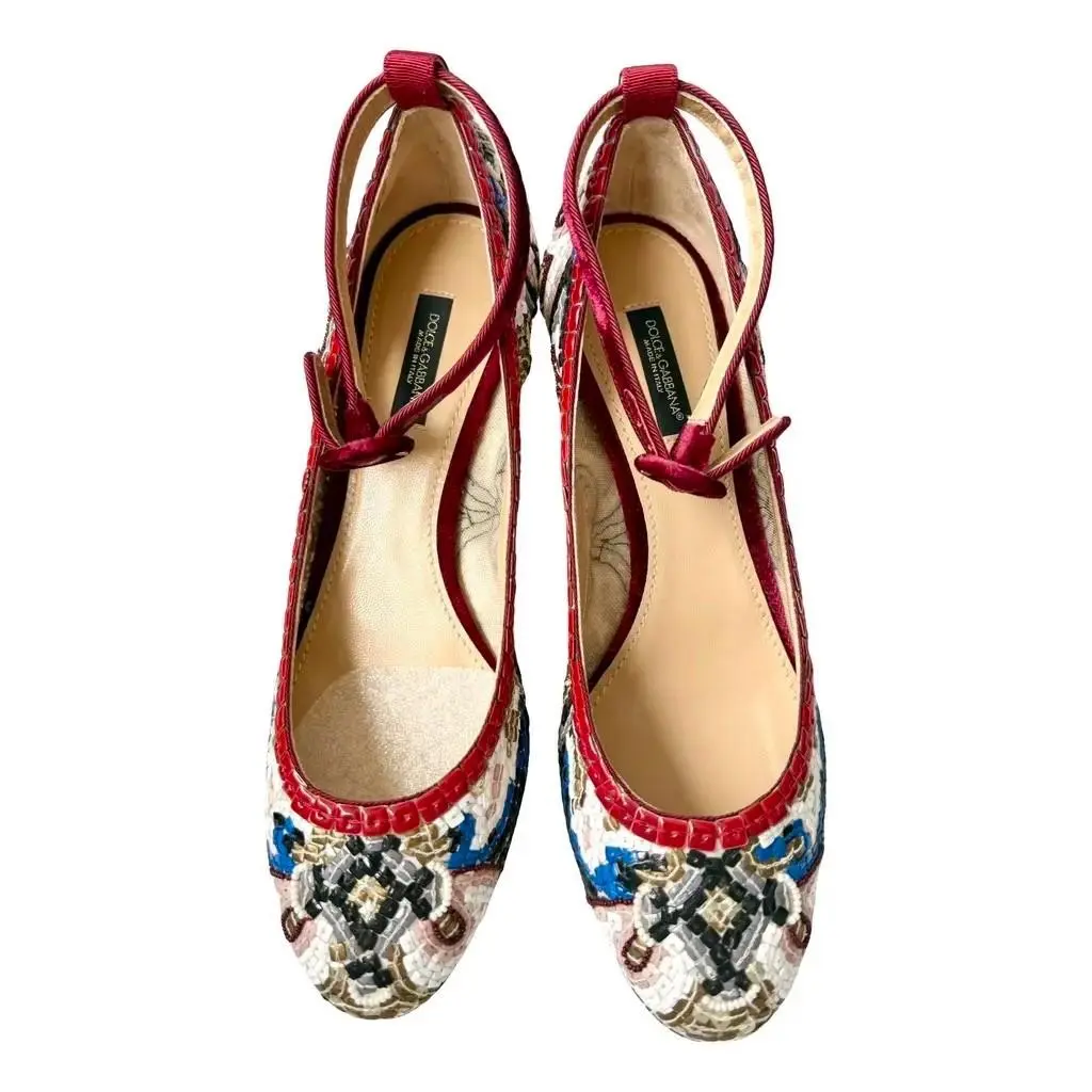 Dolce Gabbana Mary Jane Glitter Heels EU 37.5 by Dolce & Gabbana