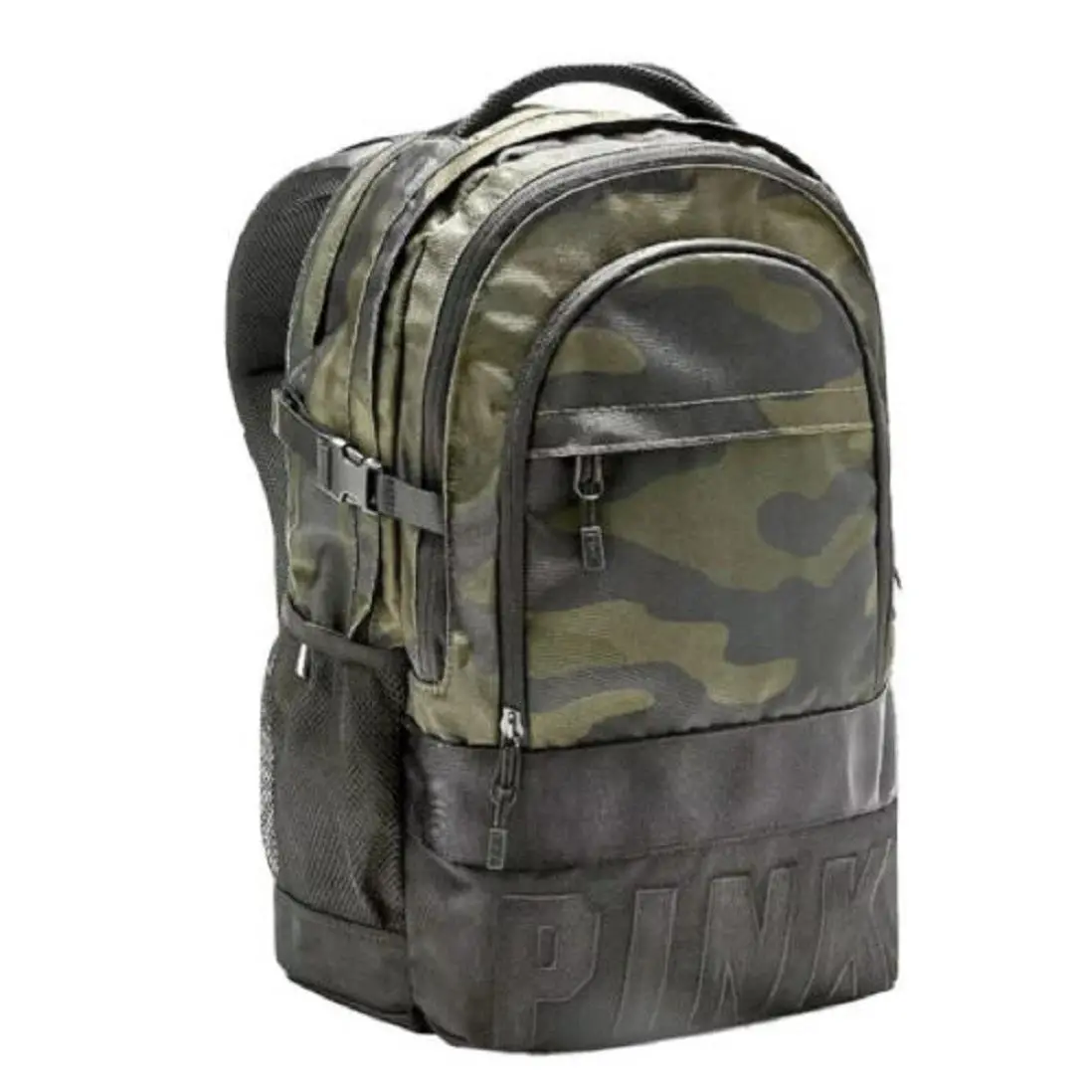 Victoria`s Secret Pink Collegiate Backpack School Book Bag Cameo Army Green