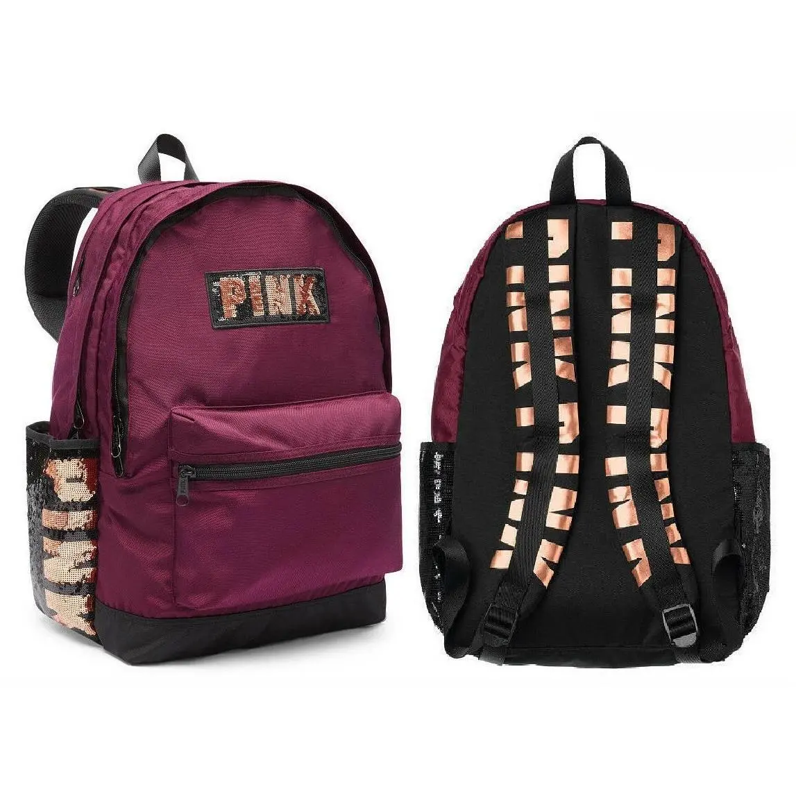 Victoria`s Secret Pink Campus Backpack Bag Gym School Full SZ Deep Ruby Bling