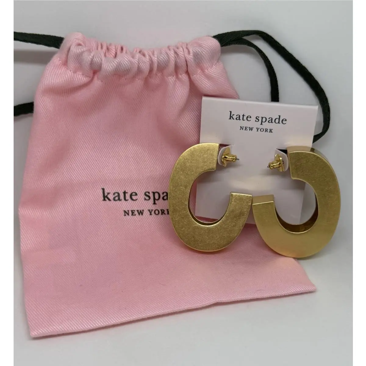 Earrings Urban Jungle C-shaped Hoops Worn Gold Jewelry Dust Bag by Kate Spade