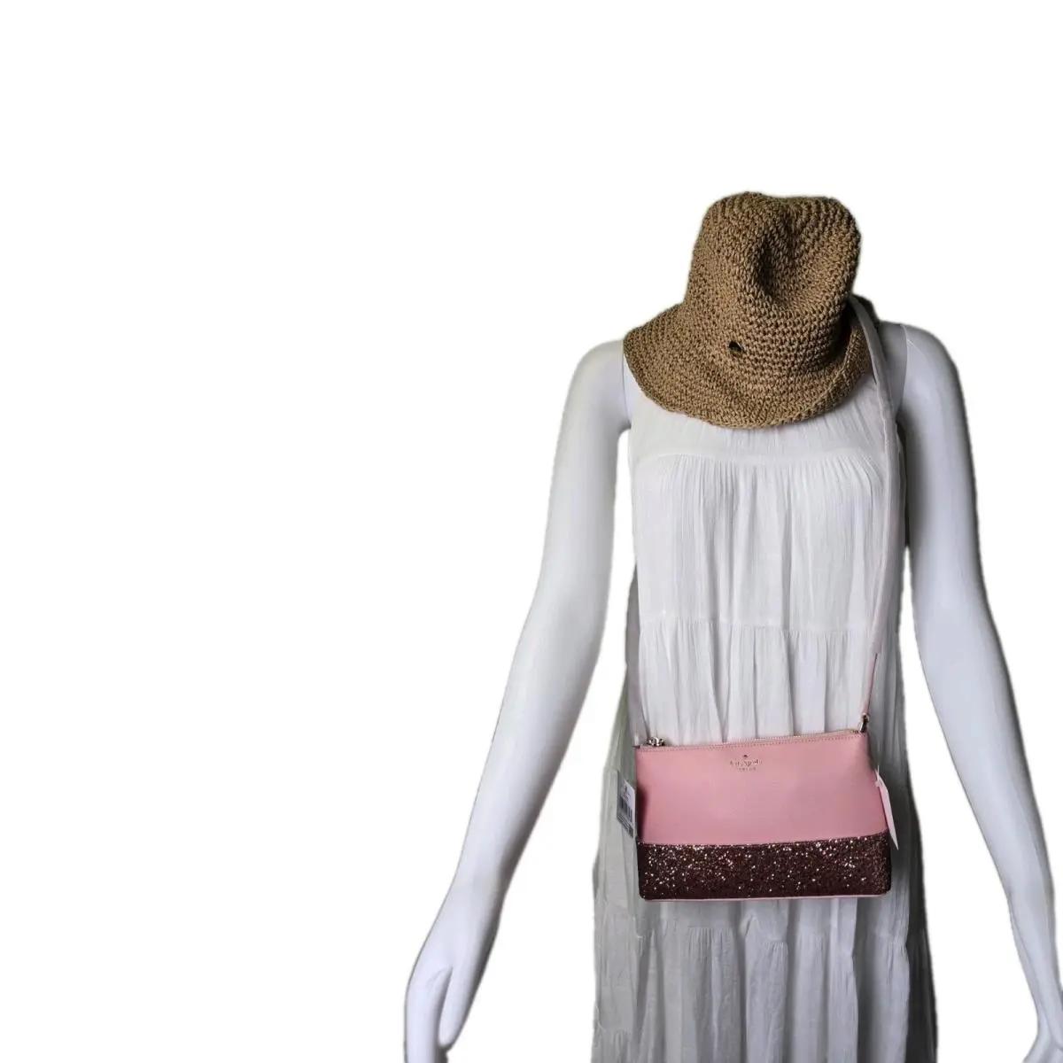 Kate Spade New York Greta Court Ramey Flash Glitter Pink Leather Crossbody S