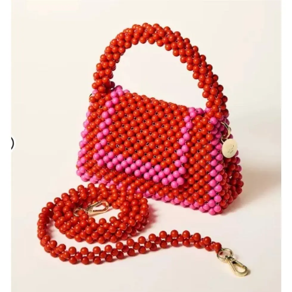 x Target Red Pink Colorblock Beaded Crossbody Bag by Kate Spade