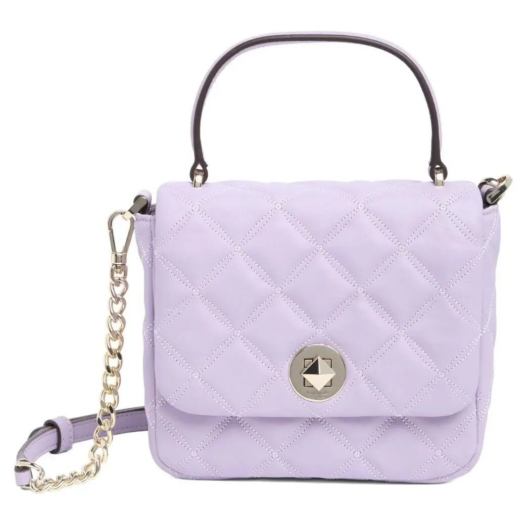 Natalia Women`s Leather Square Crossbody Shoulder Bag in Lilac Frost by Kate Spade