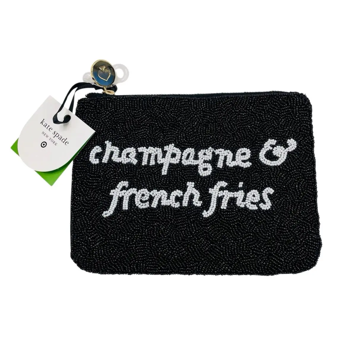 Kate Spade x Target Clutch Bag Beaded Champagne French Fries Black In Hand