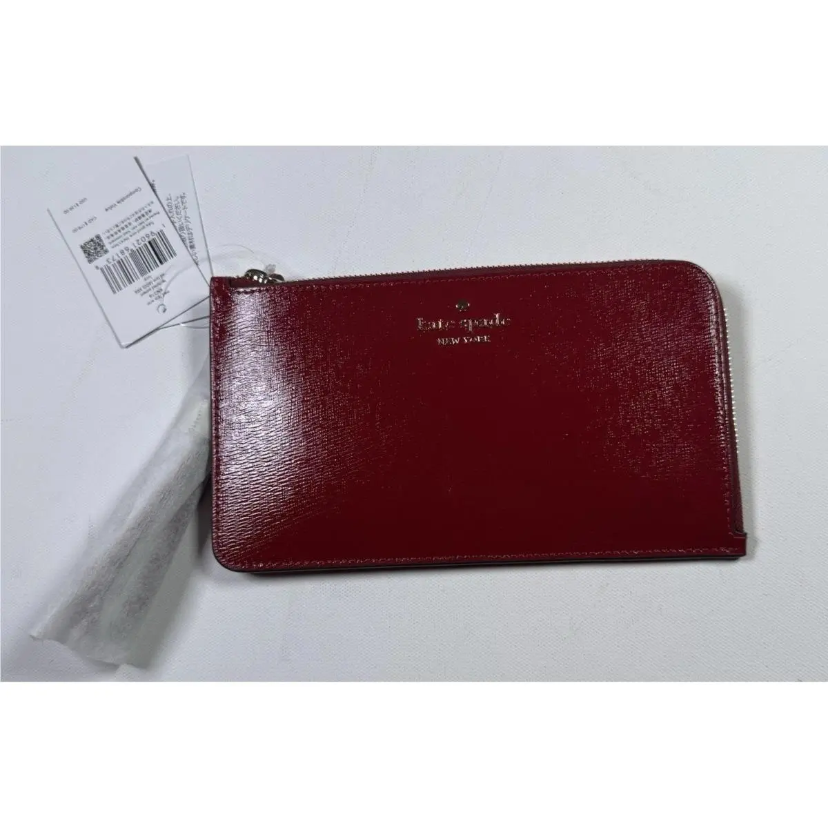 Lucy Med Zip Wristlet Red Jam Textured Patent L-zip Designer by Kate Spade
