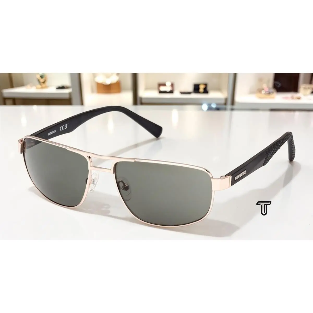 HD0946X 32N Metal Gold Green 60 mm Men`s Sunglasses by Harley Davidson