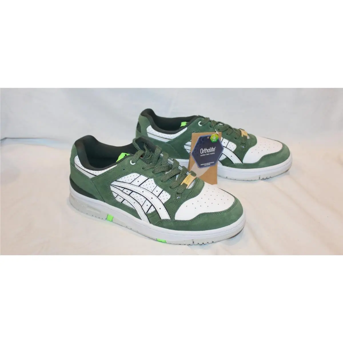 Asics EX89 Men`s Athletic Leather Sneakers White Green Classic Sneakers 9.5