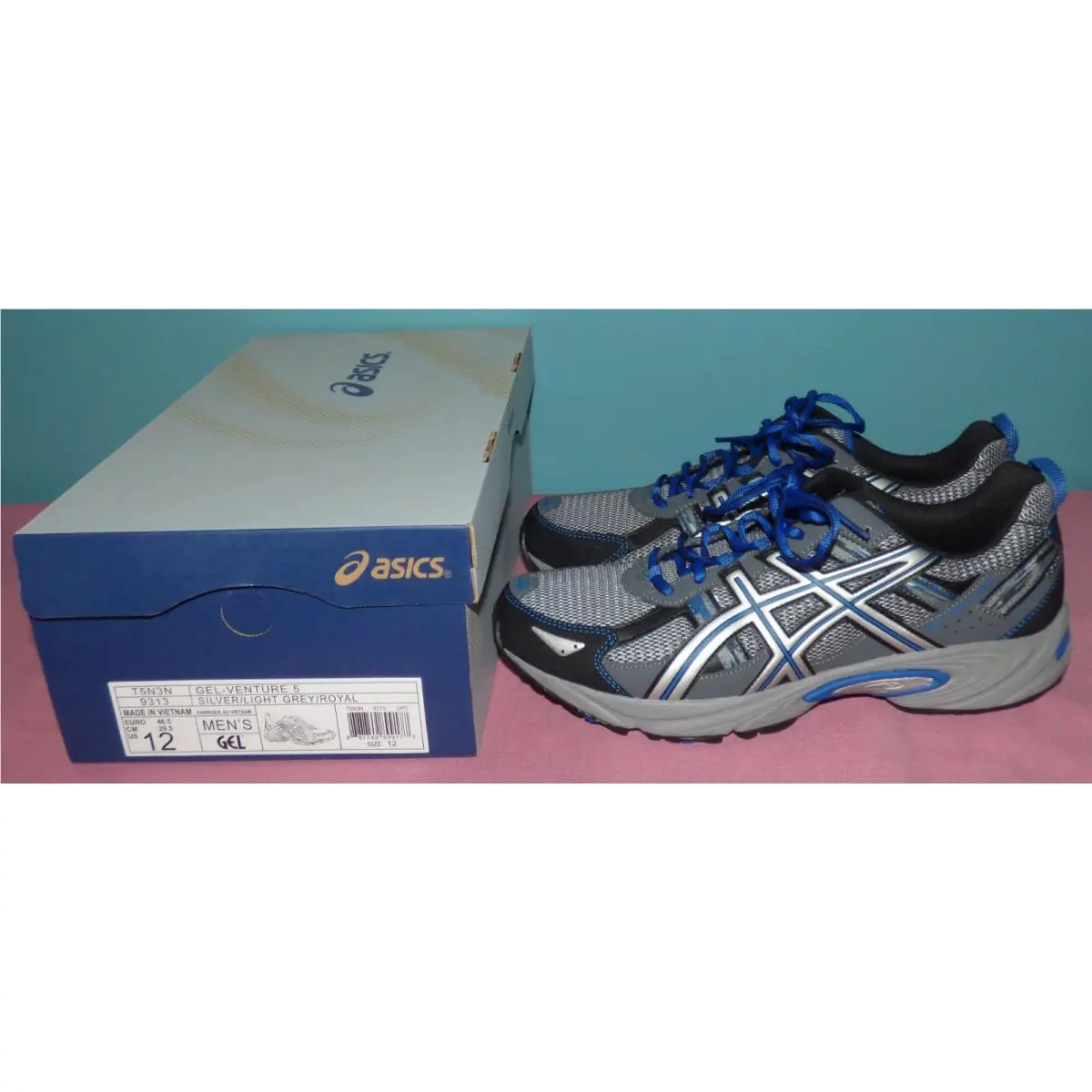 Asics Gel Venture 5 Men’s Running Shoes Size 12 Model T5N3N Silver/light Grey/ro