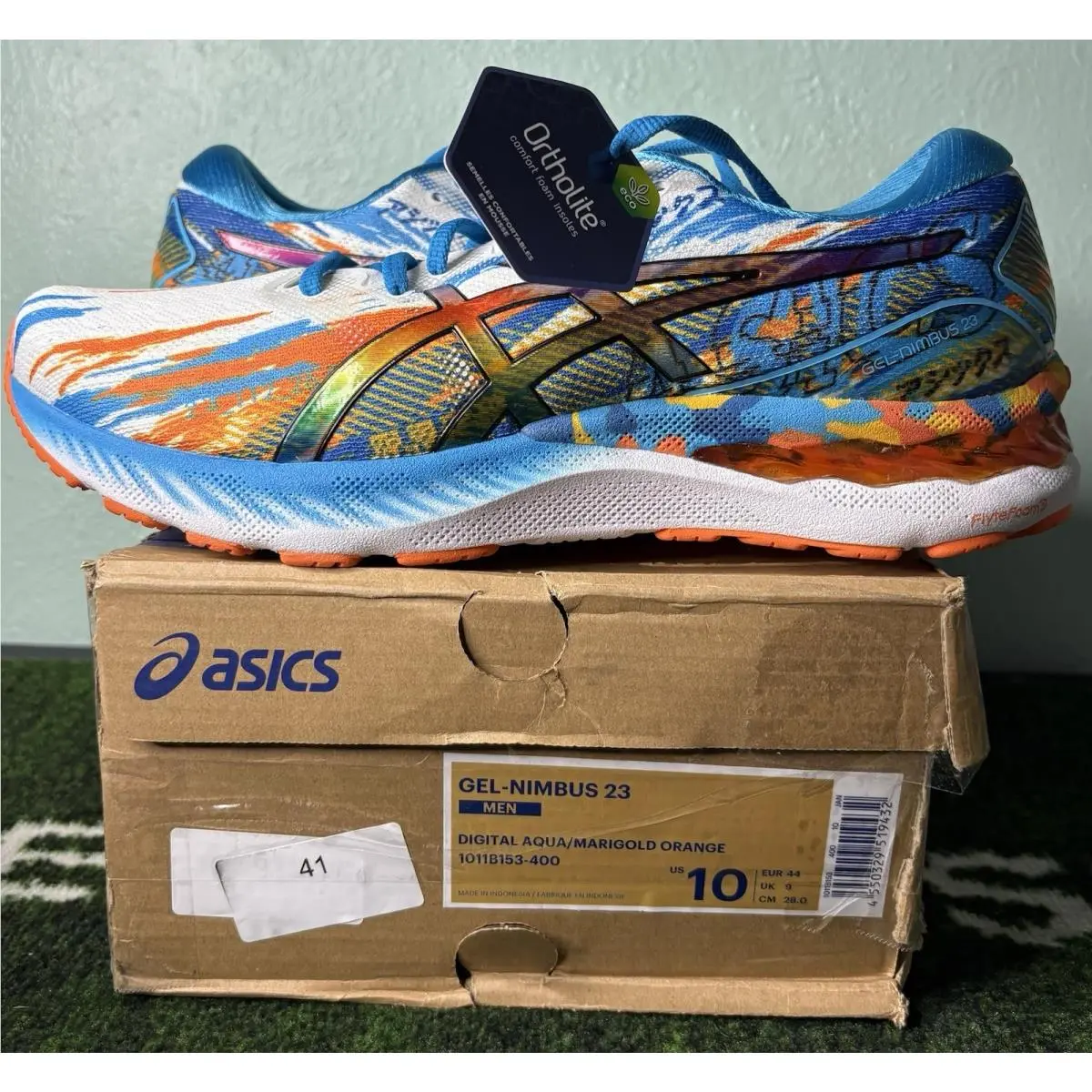 US Men’s 10/W 11.5 - Asics Gel Nimbus 23 “color Injection - Digital Aqua” 2021