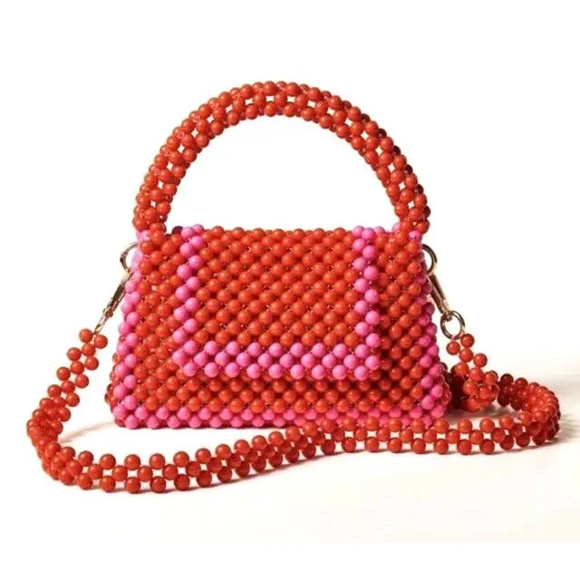 New York Target Beaded In Hand Crossbody Bag Pink Red Colorblock by Kate Spade